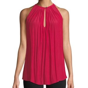 $245 Ramy Brook Top Keyhole Silky REVERSIBLE Pleat
